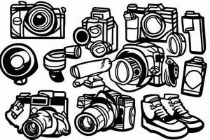 a skateboarding duck with a camera tattoo idea