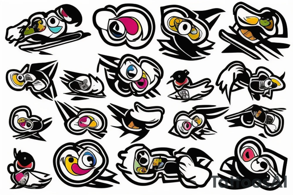 a skateboarding duck tattoo idea