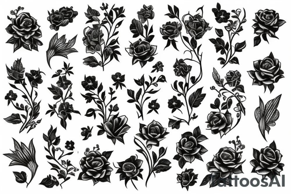 Flowers and vines tattoo idea
