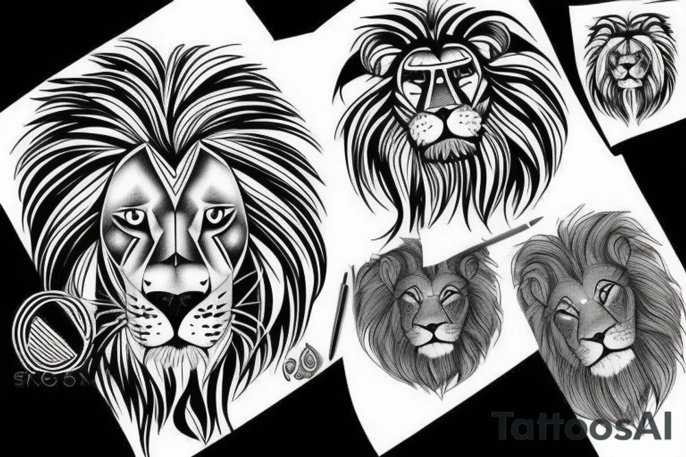 Lion face tattoo idea