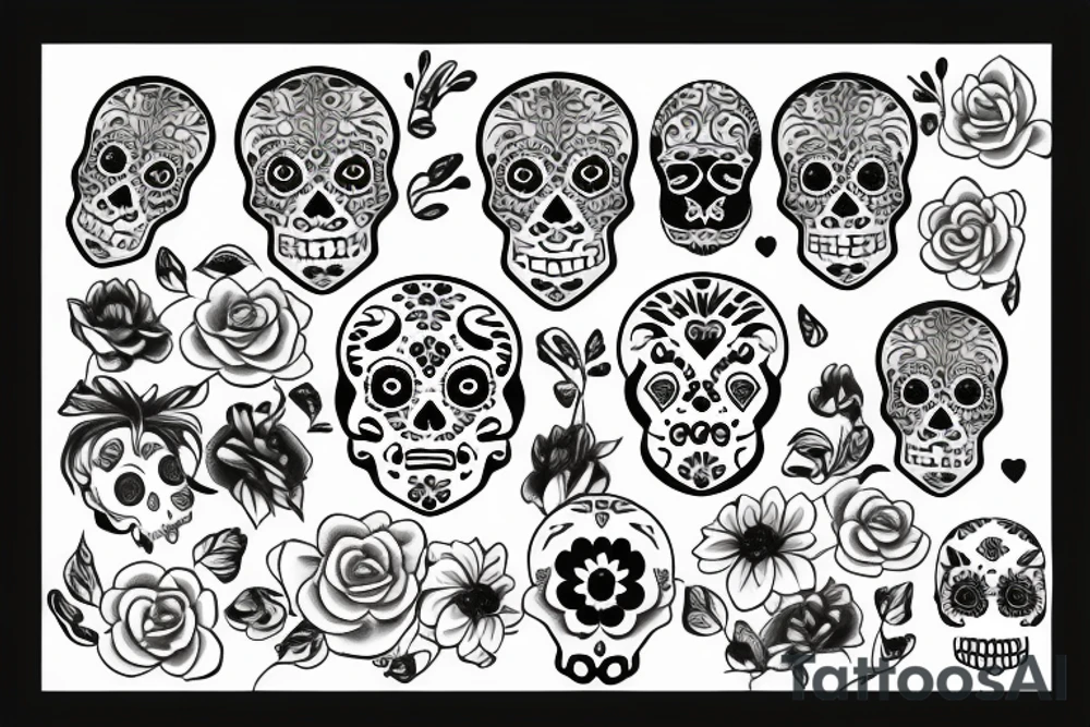 xray lotus with sugar skull tattoo idea