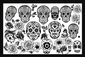 xray lotus with sugar skull tattoo idea