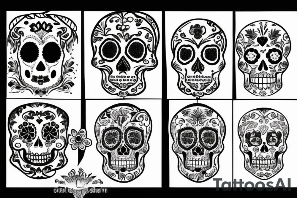 xray lotus with sugar skull tattoo idea