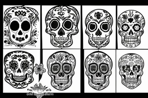 xray lotus with sugar skull tattoo idea