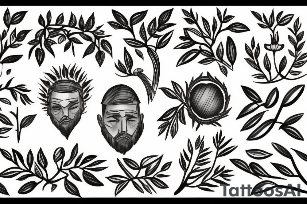 Warrior under olive tree tattoo idea