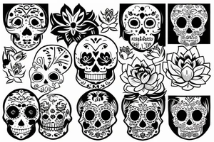 lotus with sugar skull tattoo idea