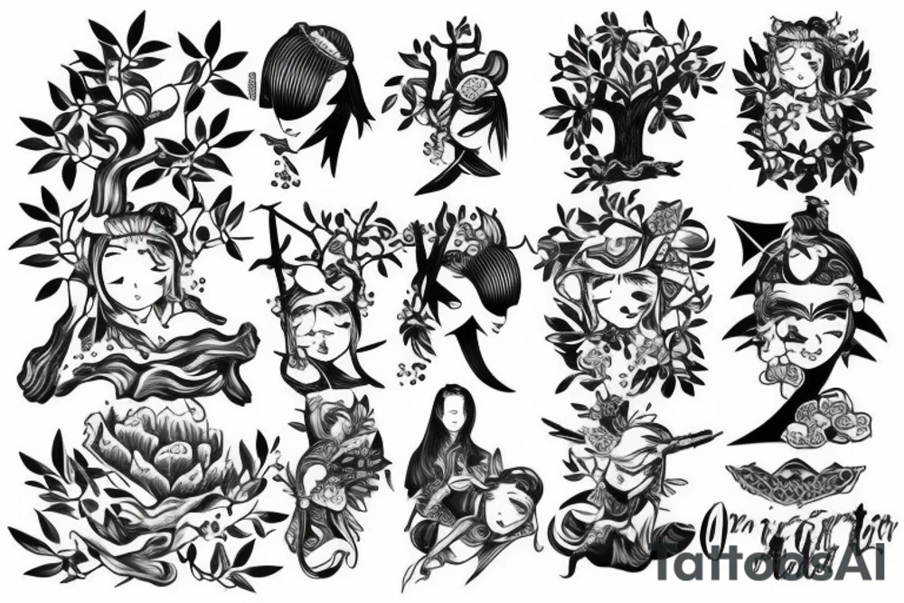 Warrior under olive tree tattoo idea