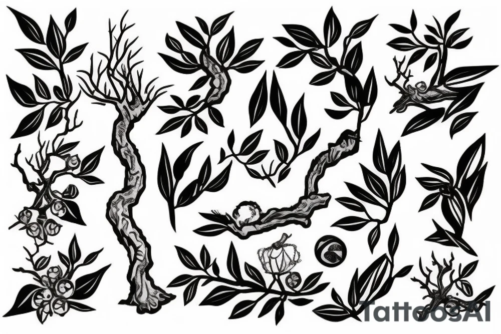 Warrior under olive tree tattoo idea