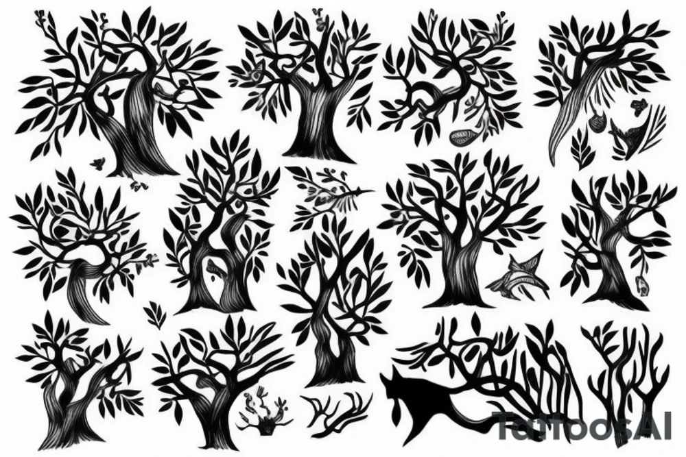 Warrior under olive tree tattoo idea