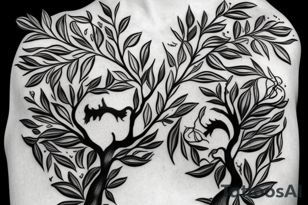 Warrior under olive tree tattoo idea