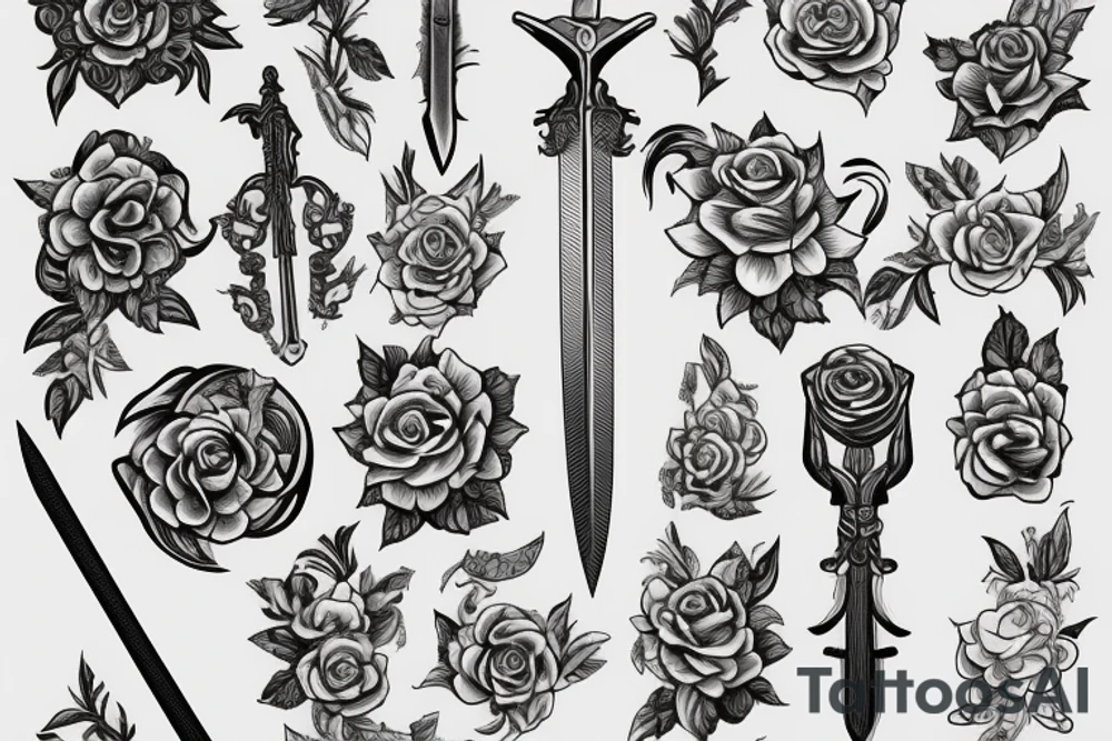 Sword with a flower tattoo idea