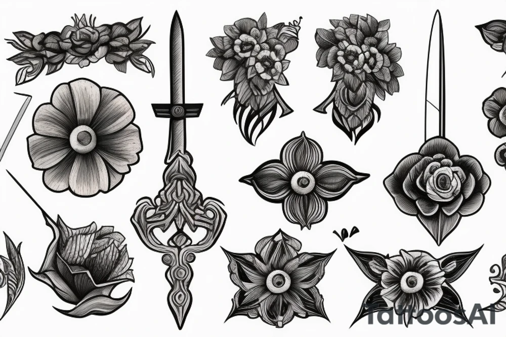 Sword with a flower tattoo idea