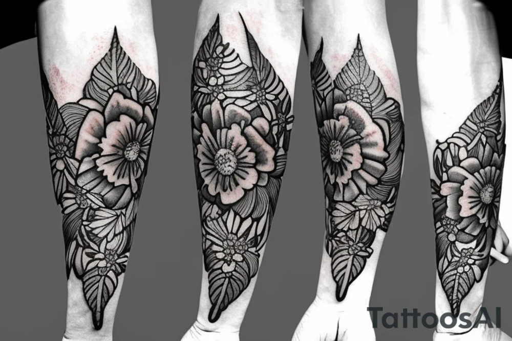 Sword with a flower tattoo idea
