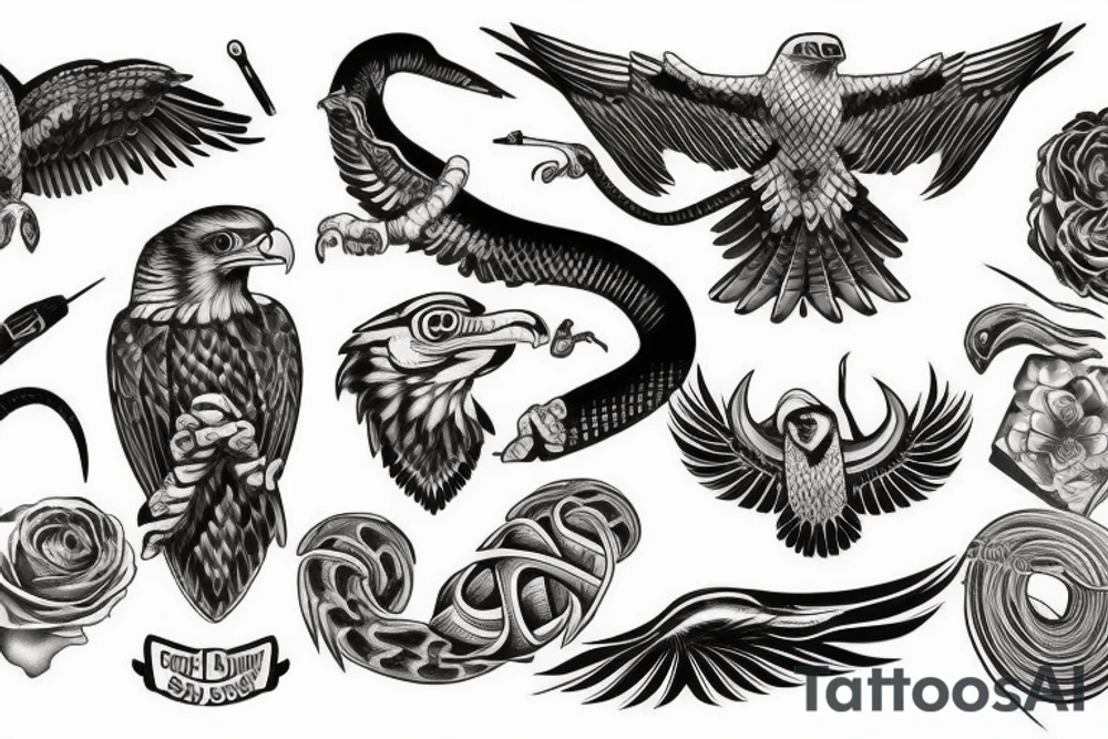 Snake eagle tattoo idea