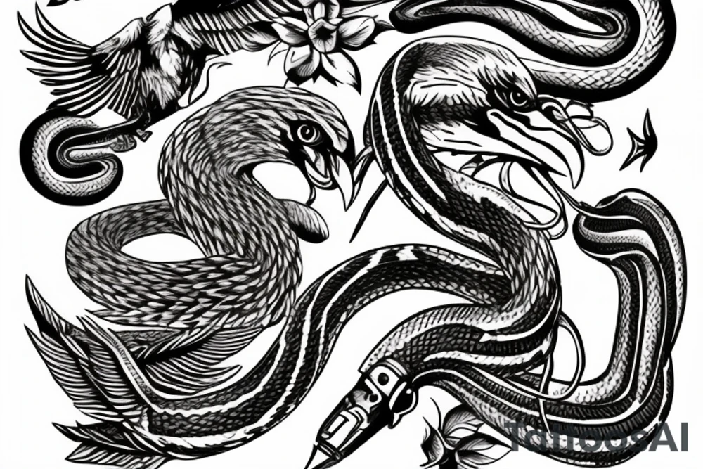 Snake eagle tattoo idea