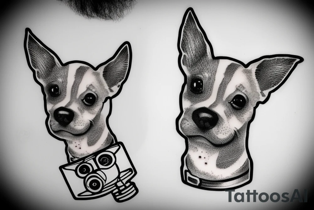 Jack Russell with really big ears that stand up in a magnifying glass tattoo idea
