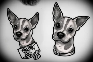 Jack Russell with really big ears that stand up in a magnifying glass tattoo idea