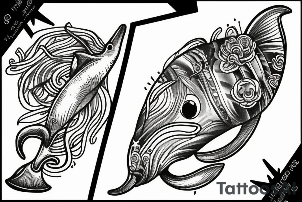 dolphin in a shell tattoo idea