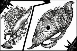 dolphin in a shell tattoo idea