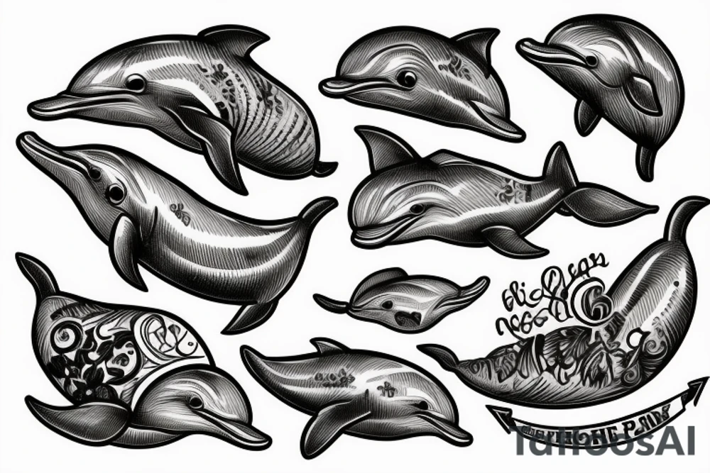 dolphin in a shell tattoo idea