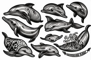 dolphin in a shell tattoo idea