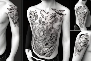Small boy travelling on a flight tattoo idea