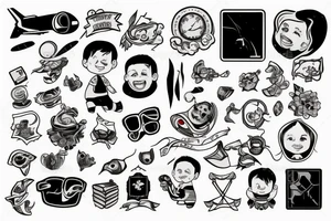 Small boy travelling on a flight tattoo idea