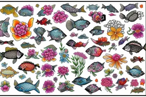 fish with flowers tattoo idea
