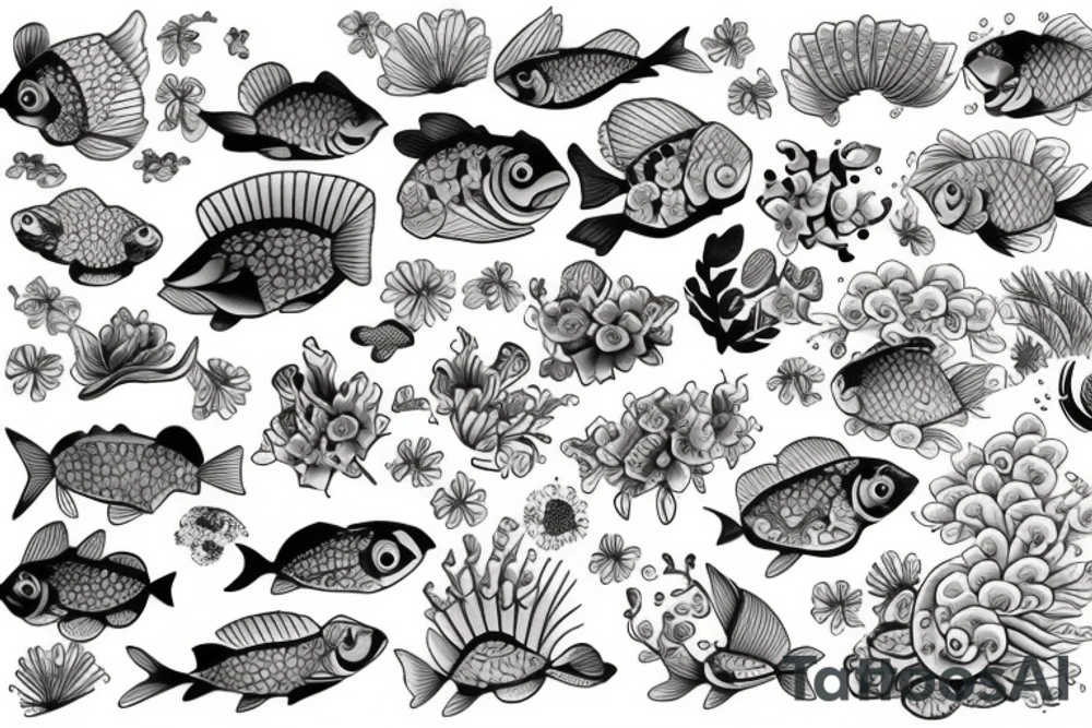 fish with flowers tattoo idea