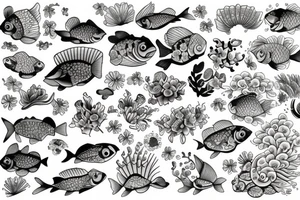 fish with flowers tattoo idea