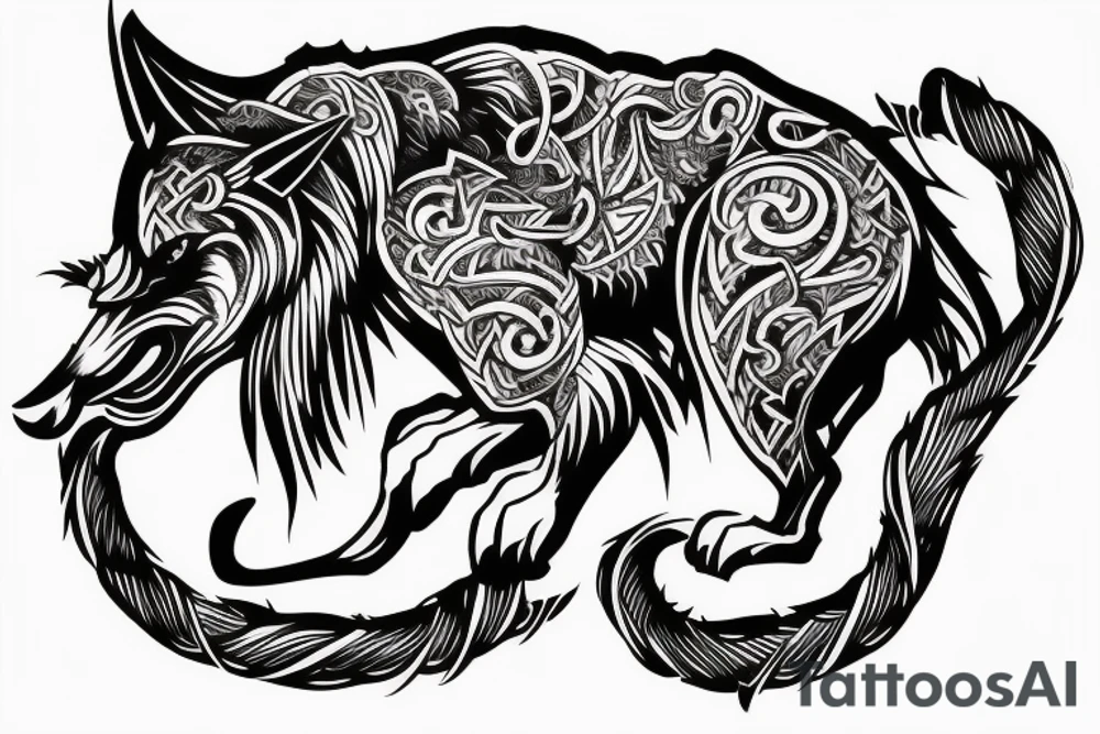 Back piece neo traditional samurai tiger and viking wolf tattoo idea