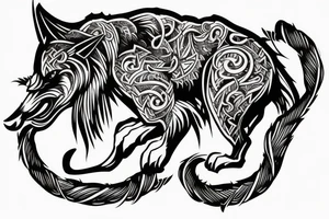 Back piece neo traditional samurai tiger and viking wolf tattoo idea