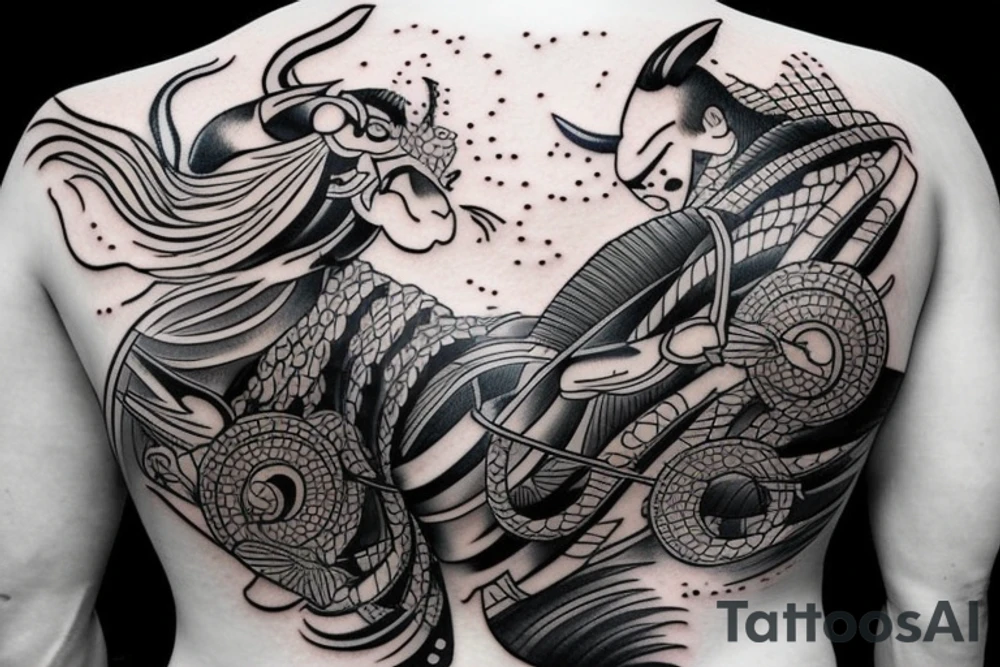 neotraditional samurai tiger backpiece tattoo idea