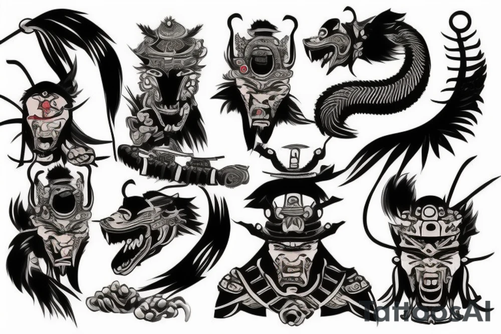 back piece samurai tiger tattoo idea