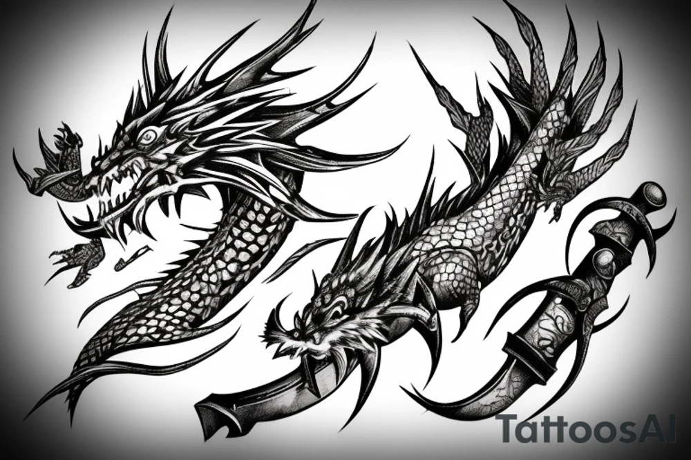 Dragon wrapped around a sword tattoo idea
