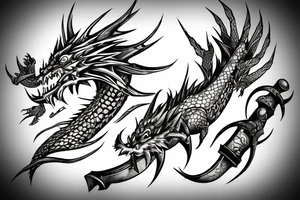 Dragon wrapped around a sword tattoo idea
