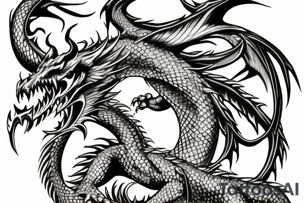 Dragon wrapped around a sword tattoo idea