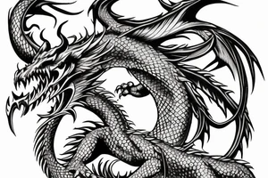 Dragon wrapped around a sword tattoo idea