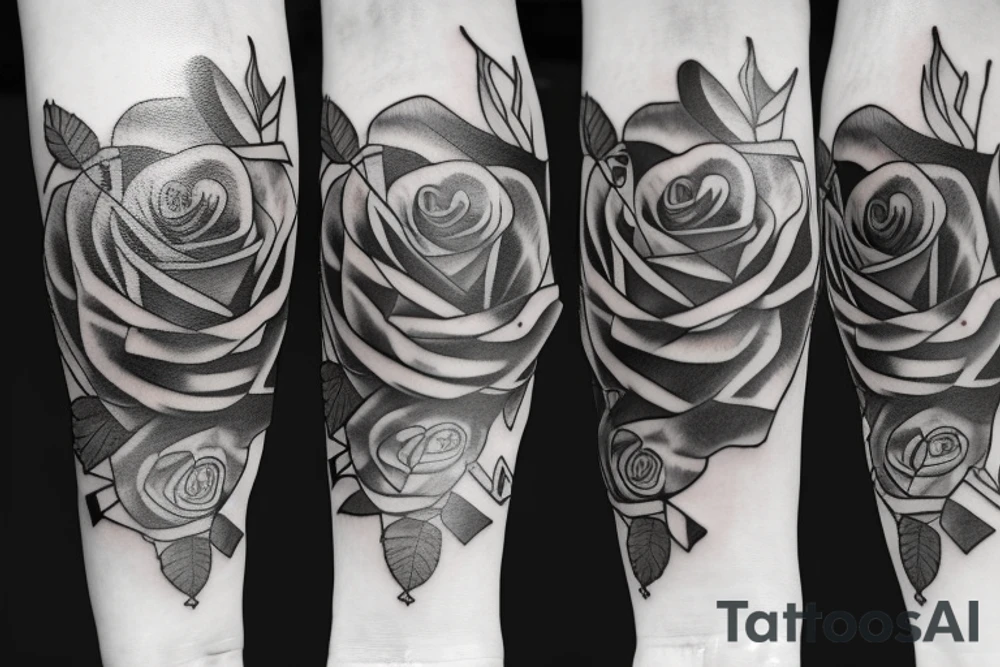 Roses around a sword tattoo idea