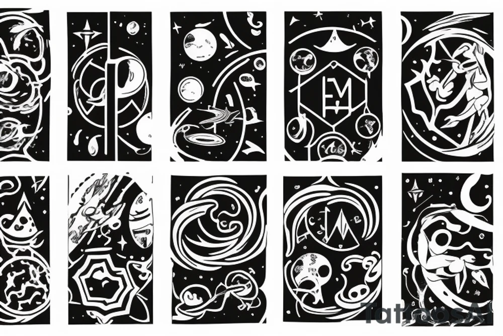 Arm sleeve
Space 
Mathematics 
Stoicism tattoo idea