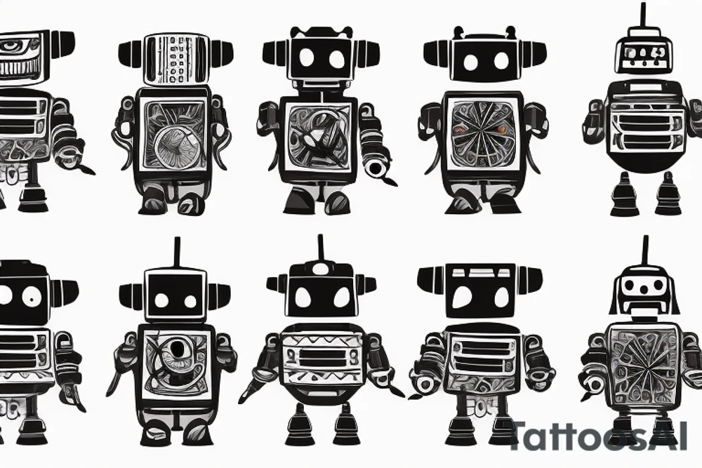 A robot samurai petting a dog tattoo idea