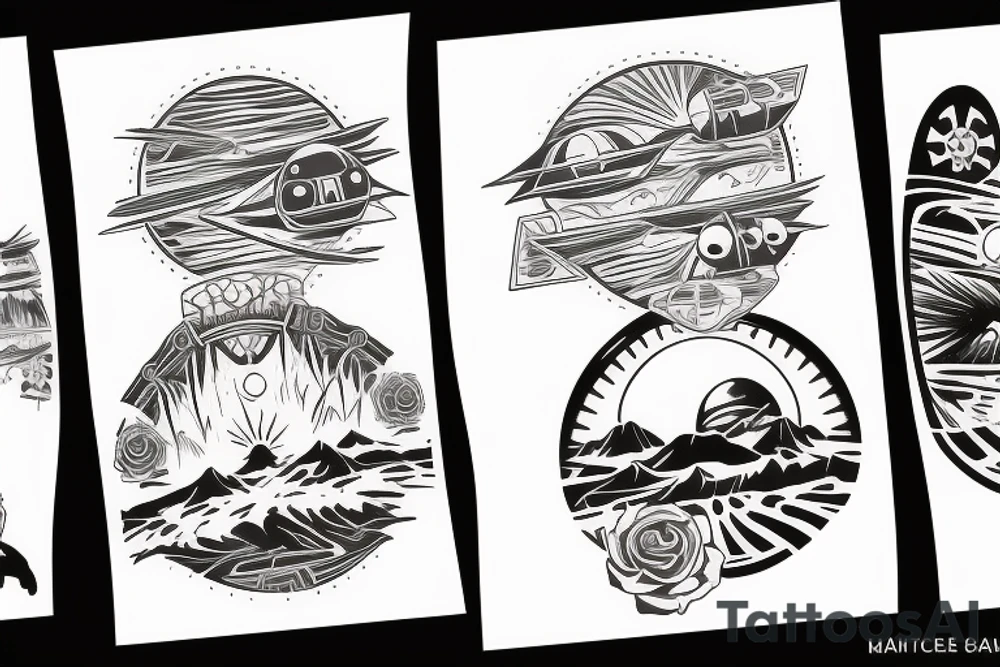 Twin suns setting on Tattooine tattoo idea