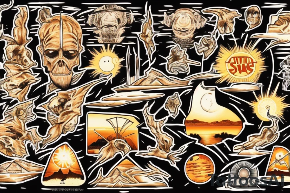 Twin suns setting on Tattooine with Lars homestead tattoo idea