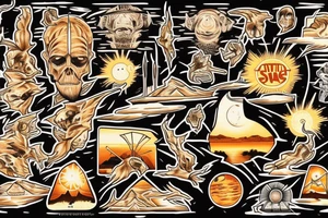 Twin suns setting on Tattooine with Lars homestead tattoo idea
