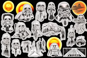 Twin suns setting on Tattooine with Lars homestead tattoo idea