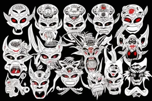 Oni mask with moments mori tattoo idea