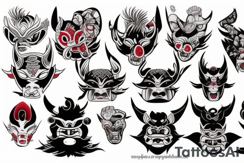 Oni mask tattoo idea