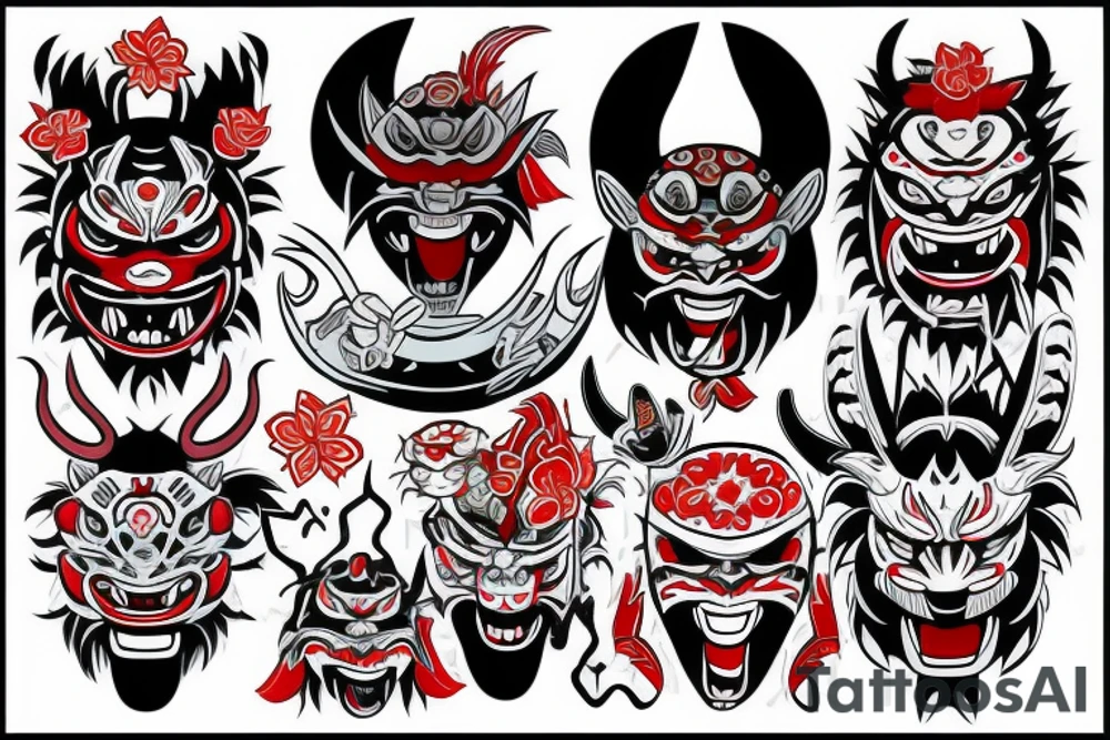 Oni mask tattoo idea