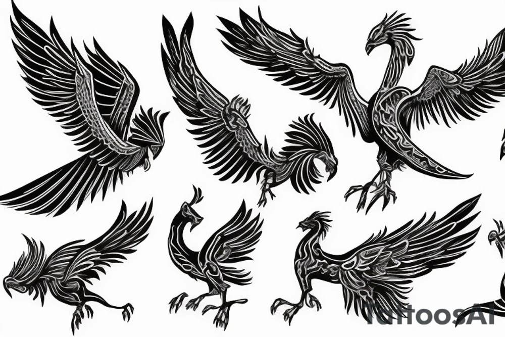 Scythian stylized soaring griffin tattoo idea