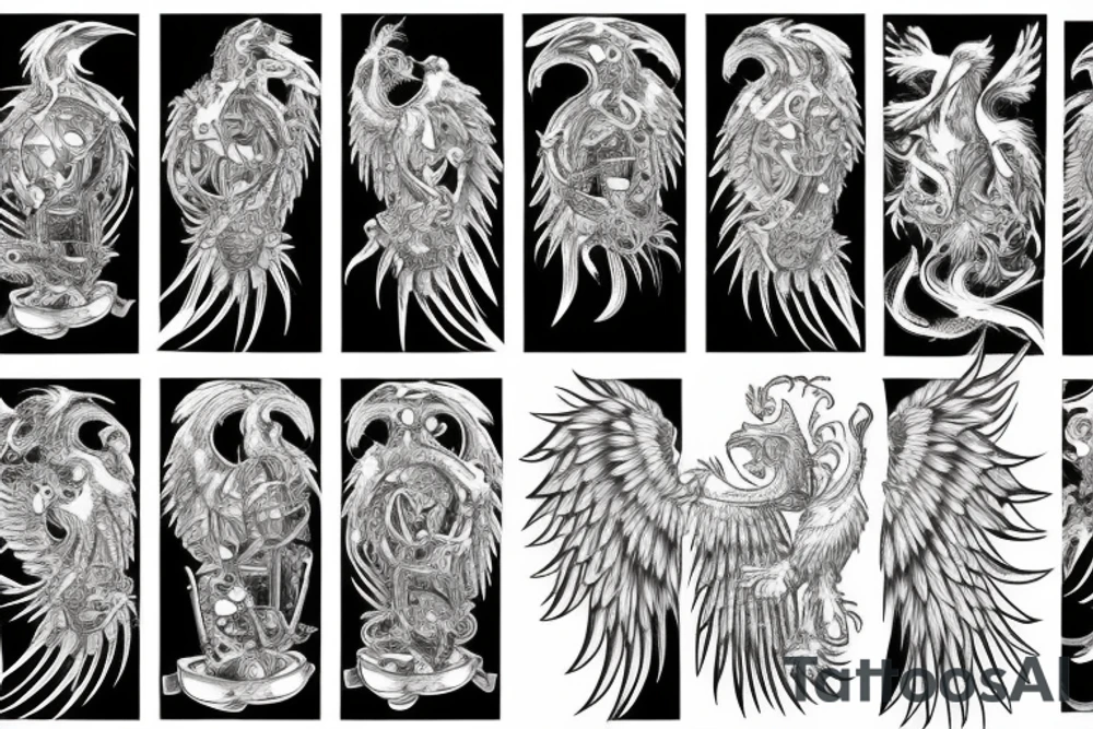 A mechanical phoenix tattoo idea